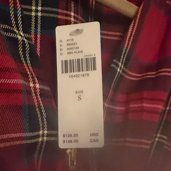 Maeve Red Plaid Zip-Front Peplum Top - Picture 3 of 3